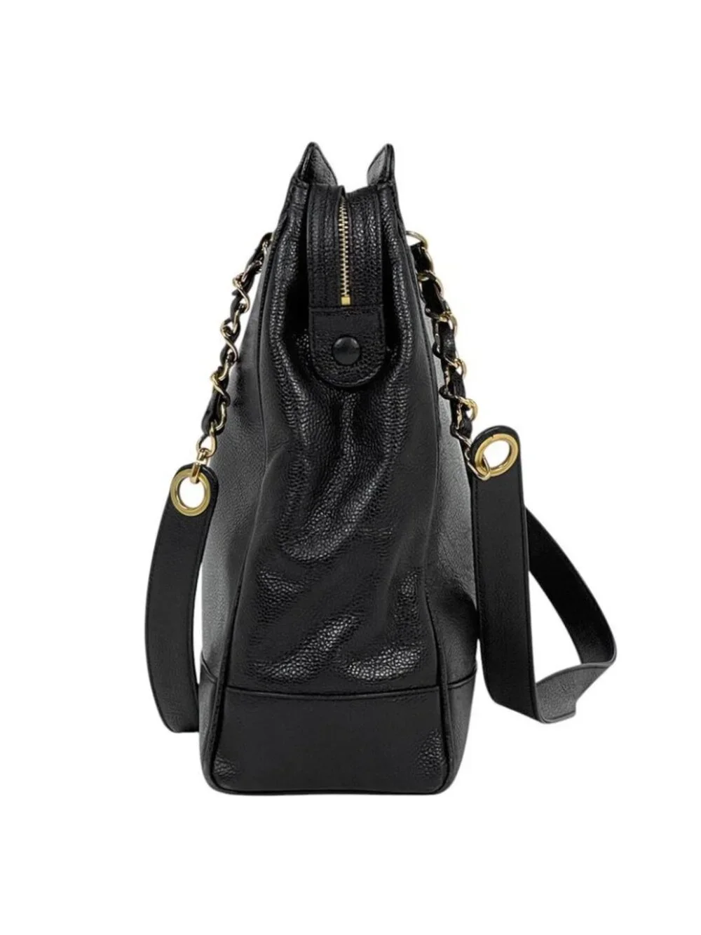 Chanel Logo Chain Tote Caviar Leather Black - Picture 2 of 14